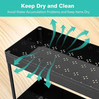 APWNRJA Under Sink Organizers 2 Pack, Pull-Out Sliding Cabinet Organizer with 2-Tier Storage Shelf & 4 Hooks, Multi-Purpose for Kitchen & Bathroom (13 Inch, Black)