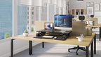 Mount-It! 38" Standing Desk Converter, Desktop Sit-Stand Desk Riser with Gas Spring Height Adjustment, Compact Desk Topper for Dual Monitors or Laptop, Keyboard Tray, Black
