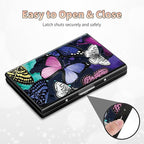 BWEGRHE Slim Credit Card Holder, Color Butterfly RFID Blocking Metal Wallet for Men & Women, Aluminum Minimalist Hard Case Pocket-Sized Business Cards Organizer (Fits Up to 10 Cards)