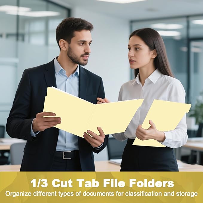 Manila Folders, HERKKA 120 Pack 1/3 Cut Tab File Folders, Manila Folders 8.5 x 11 Designed for Office and Classroom Use, Letter Size