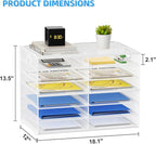 Lavatino 12 Compartments Paper Organizer for Desk, Mesh Literature Organizer, Mail File Sorter Tray with Handle, Desktop Mailbox for Office Classroom Home - White