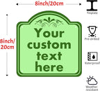 HK SIGNS Custom Aluminum Weatherproof Metal Sign, Modern Customizable, Green, 8*8 Inch, Indoor/Outdoor, Versatile Mount