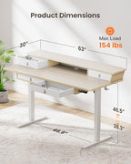 ErGear Electric Standing Desk with 4 Drawers, Height Adjustable Desk with Storage, C-Clamp Mount Compatible, Computer Home Office Table with Cable Management Tray