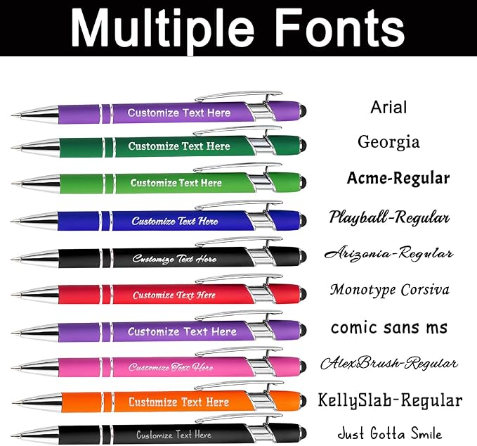Custom Pens Bulk Personalized Ballpoint Pen with Stylus Tip Customized Engraved Pens with Name Logo Soft Black Ink with Touch Metal Office for Business Office Teacher School Corporate Gifts White