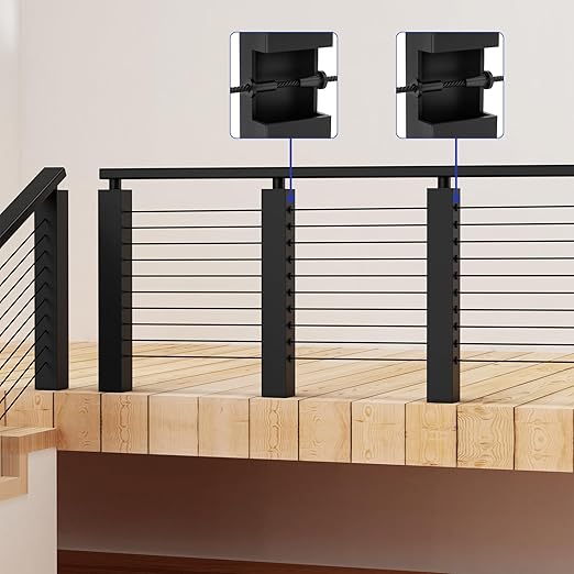 BLIKA 50 Pack Black Stainless Steel Protector Sleeves for 1/8" 5/32" or 3/16" Deck Cable Railing, for Wood/Composite Posts, T316 Marine Grade, Black Cable Railing Protector Sleeves