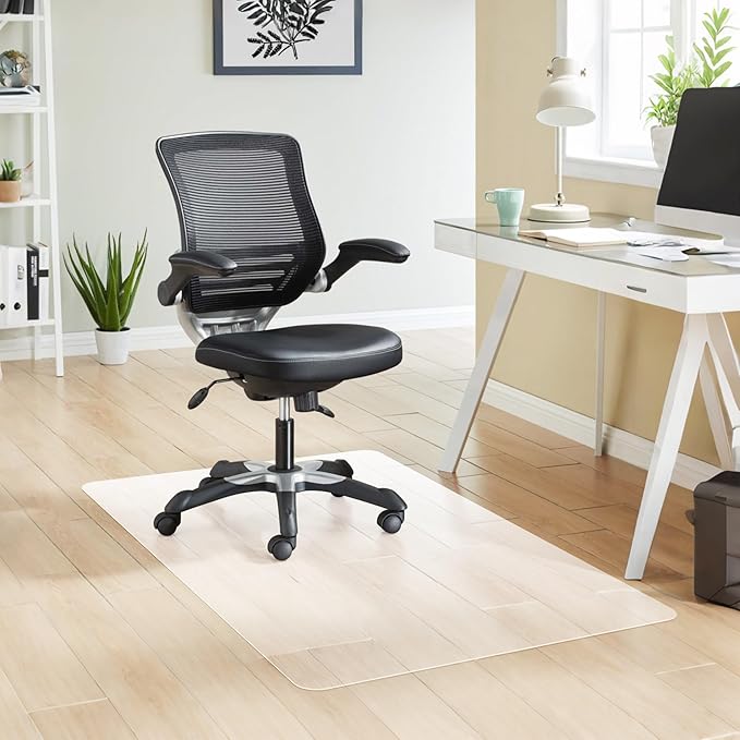 HOMEK Office Chair Mat for Hardwood Floor, 46”x 60” Crystal Clear Hard Floor Chair Mat, Transparent Floor Protector Mat Flat Without Curling