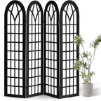 4 Panel Japanese Room Divider, Fully Assembled Wooden Privacy Screen, Shoji Style Partition Divider for Home Office Bedroom Apartment Decoration, Black