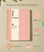 Graph Spiral Journal Notebook, A5 Hardcover Spiral Journals for Women Men, 100 GSM Graph Paper Notebooks, 150 Pages Spiral Bound Grid Notebook for Writing Note Taking Work 5.75" x 8.38", Blush Pink