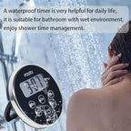 FCXJTU Digital Waterproof Shower Clock Timer, Bathroom Shower Countdown Timer for Kitchen Cooking with Alarm, Magnetic Back, Stand Silver Black