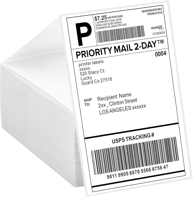 4x6 Thermal Labels Fanfold 500-Pack Crisp Prints Thermal Shipping Labels 4x6 Commercial Grade Thermal Printer Paper with Perforated, 1 Stack