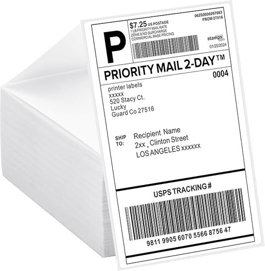 4x6 Thermal Labels Fanfold 500-Pack Crisp Prints Thermal Shipping Labels 4x6 Commercial Grade Thermal Printer Paper with Perforated, 1 Stack