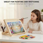 Tabletop Easel for Painting, 13.8"x11.4" Adjustable Portable Art Easel Includes Art Painting Papers, Sketch Papers and Masking Tape, Pinewood Drawing Board for Canvas, Books and Artwork