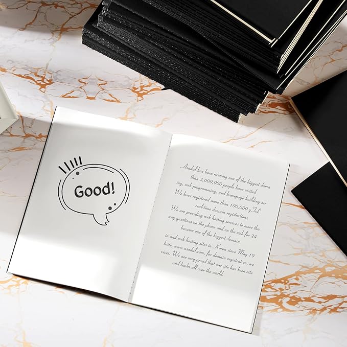 Mimorou 100 Pcs Journals Notebooks Bulk - Kraft Softcover A5 Small Notebooks 5.5 Inch x 8.3 Inch Notepads with 60 Page 30 Sheet for Writing Sketch Travel Office Supplies(Black,Unlined)