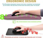 Hokafenle Ergonomic Mouse Pad Wrist Support with Massage Design, Wrist Rest Pain Relief Mousepad with Memory Foam&Non-Slip PU Base, Mouse Pads for Wireless Mouse & Desk (12x8 inch,Dark Pink)