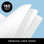 PAPERAGE Softcover Lined Journal Notebook (Navy), 160 Pages, Medium College Ruled Notebook, 5.6 inches x 7.9 inches - 100 GSM Thick Premium Paper, Soft Vegan Leather Journal for Home, Work & School