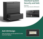 Yukimo 3 Drawer Lateral File Cabinet, File Cabinets for Home Office Legal/Letter A4 Size, File Cabinet with 3 Drawer Cabinet, Require Assembly, Black
