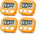 4 Pack Orange Digital Kitchen Timer Magnetic Digital Timer with Big Display Loud Ring Cooking Timers for Cooking, Game, Gym, Break Time, Classroom(4, Orange)