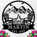 Personalized Campfire Family Name Sign, Monogram Name Camping Sign, Mountain Campfire Monogram Sign, Custom Campfire Sign, Personalized Outdoor Décor