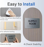 RESTROOM Signs with Raised Text & Grade 2 Braille, Brushed Aluminum/Silver Finish Easy Install with Double-Sided Tape, ADA Compliant Conference Room Office Door Sign