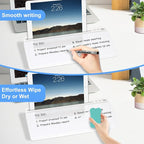 Desktop Glass Whiteboard with Storage, Desk White Board with Computer Keyboard Stand, White Dry Erase Board with Drawers for Home, School, Office Desk Organizers and Accessories