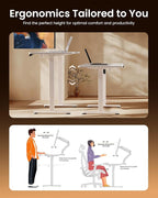 ErGear Height Adjustable Electric Standing Desk, 48 x 24 Inches Sit Stand up Desk, Memory Computer Home Office Desk with Two-Piece Desktop (White)