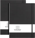 B5 College Ruled Notebook Softcover Journals(2-Pack)- AHGXG Large Composition Notebook 7.6 x 10 inch with Thick 100gsm Lined Paper, Total 408 Numbered Pages, Black Black