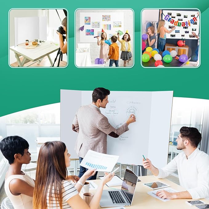 2 Pack Trifold Poster Board 48" X 36", IKAYAS Double Sided White Poster Boards, Science Fair Display Boards Posterboard Foamboard for Mounting, Prints,Art,Display,Projects Classroom Supplies