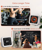 MeesMeek Digital Visual Timer - Max 11H 59M Rechargeable Countdown Timer with VA Display, Clear Digits, Adjustable Volume and Brightness, Magnetic Digital Timer for Kitchen, Classroom, Office (White)