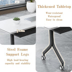 Goakwwuz Conference Room Table, Folding Conference Tables,Thicken Grey Tabletop,Flip Top Wooden Seminar Meeting Room Table for Conference Room Offices (6, Black Drawer, 55.1”)