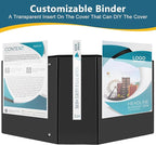 CIXILDTS 5" 3 Ring Binder, Standard 5-Inch Slant-D Ring Binder Fit Letter Size Paper, Presentation View Binders, 6 Packs, Black