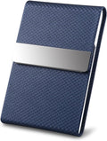 DMFLY Business Card Holder for Women & Men - Multi Card Case, Business & Pocket Card Holder, Credit & Name Card Wallet with Magnetic Closure, Blue-zs