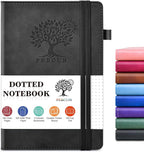PERCUN Dotted Journal Notebook for Men & Women, 160 Pages Dot Grid notebook for Note Taking, Bullet Journaling Notebook for Work, School, Travel, Writing, A5 Hardcover 5.9" x 8.5" (Black)