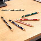 CRME Ballpoint Pen 2-in-1 Stylus Bulk Custom Pens Personalized Engraved Metal Pens with Name Text Logo Writing Marketing Customizable Pen Engraving Pen Gift Coworkers Office Supplies Dark Blue