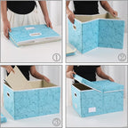 PRANDOM Jumbo Collapsible Storage Cubes with Lids Fabric Decorative Storage Bins Boxes Organizer Baskets with Cover Handles for Bedroom Closet Living Room 23.2x15.7x11.8 Inch 3 Pack