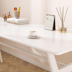 OSCHF Solid Wood Study Desk - 78.8" Double Long Computer Table for Home Office, 2-Person PC Workstation, White