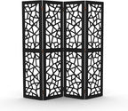 VINGLI 70'' H Room Divider, Non-Woven Fabric Privacy Screen, Indoor Partition Wall Dividers, Freestanding Hinged Space Separator with Modern Unique Pattern (Black, 4 Panel)
