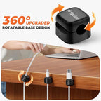 Yocice 12Pack Rotatable Cord Organizer,Spring Cable Clips Desk Cable Management Cord Holder Adhesive Phone Charger Cord Clips for Home Office Car Wall Nightstand Accessories, Black