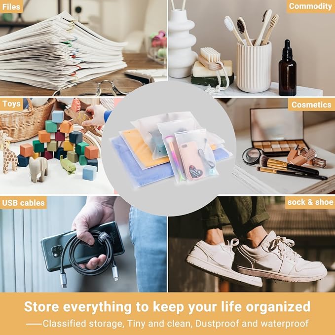 Svaldo Clothes Packaging Bags for Shipping, 50 Count 10x13 inch Frosted Zipper Plastic Bags for Clothing, Thick Plastic Apparel Bag for Packaging T-Shirt, Shirt, Document, 3 Mil, Storage Bag