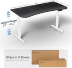 VIVO Electric 63 x 32 in Standing Desk, Memory Height Adjustment, 1B Series, Holds 220 lbs, Black Carbon Fiber Top White Frame, DESK-KIT-1W1R