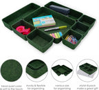 Welaxy Desk drawer organizer bins shallow trays felt storage desktop box for jewelry watches office supplies makeup small key holder minimalism 8-piece (Forest Green)