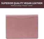 Geslun Vegan Leather 3 Ring Binder, 8.5 x 11 Letter Size Folio with Pen Holder, Soft Notebook Portfolio Cover, Slim Notepad Padfolio Thin File Organizer for Work Executive Meeting, Pink