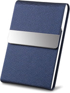 DMFLY Professional Business Card Holder, Pocket Business Card Case for Women & Men, PU Leather Multi Card Case, Credit Card Wallet, Name Card Holder with Magnetic Closure, Blue-gs
