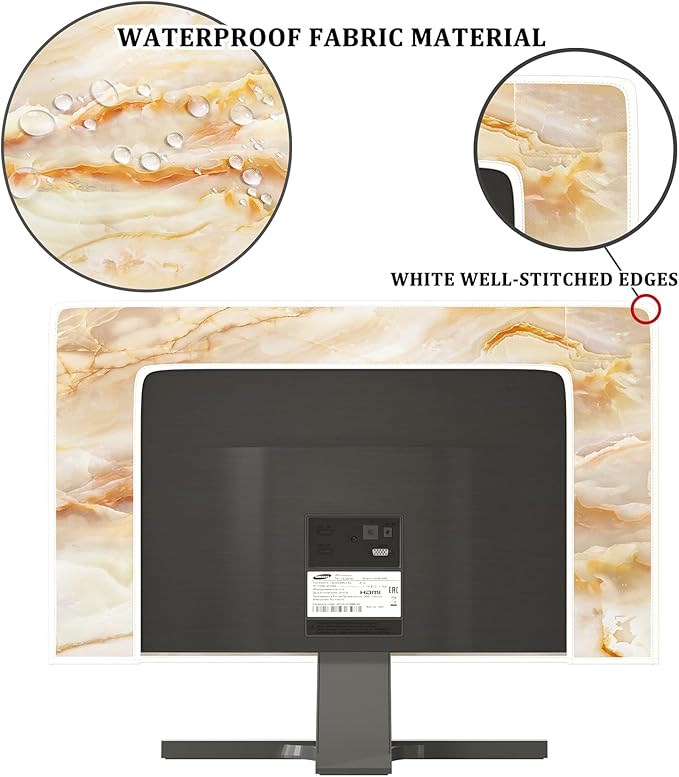 Baocicco Abstract Waterproof TV Screen Cover with Marble Design Aesthetic Television Covers for Xmas Decoration Anti-Static Dustproof Protective Cover for LED LCD OLED TVs 75 Inch