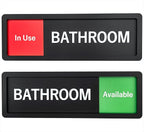 Bathroom Sign – In Use/Available Slide Switch Sign, Premium Durable Acrylic Material, Super Strong Self-Adhesive, Quick Installation, Suitable For Your Home And Business (9×3 Inches, Black)