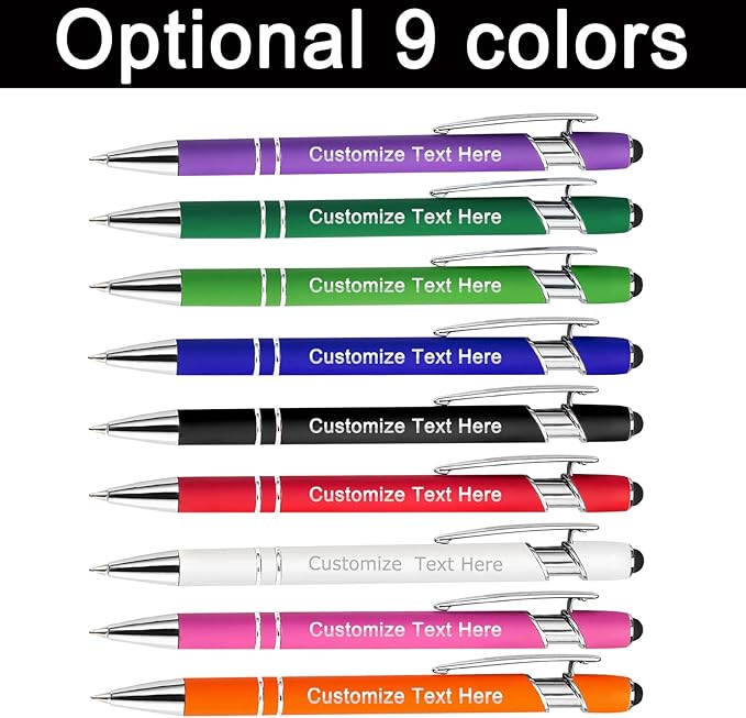Custom Pens Bulk Personalized Ballpoint Pen with Stylus Tip Customized Engraved Pens with Name Logo Soft Black Ink with Touch Metal Office for Business Office Teacher School Corporate Gifts Gold