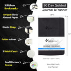 Undated Planner – 90 Day Guided Journal & Productivity Organizer, A5 Daily & Weekly Planner 2025 2026 with Goal Setting, Habit Tracker, To Do List, Academic & Work Calendar, Leather Hardcover - Black