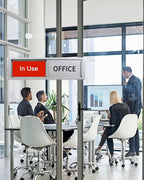 Office In Use/Available Magnetic Door Sign - 7"x2" Privacy Slider, Non-Scratch Status Indicator for Conference Rooms, Home Offices, Restrooms - Silver