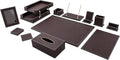 RitPin Desk Set, 11-Piece All-in-One – Executive Desk Accessories & Office Supplies, Leather Desk Organizer with Desk Pad & Blotter, 2-Tier Letter Tray, Luxury Office Desk Decor & Boss Gifts (Brown)