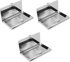 Stephanie Imports Set of 3 Slim & Minimalist Metal Business Card Holder Unisex Case (Silver Ridges Quarter)