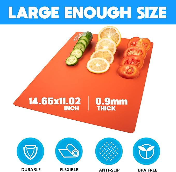 7 Pieces Flexible Cutting Boards, BPA Free Plastic Cutting Boards for Kitchen, Non Slip Cutting Mat for Meat and Vegetables, Thanksgiving